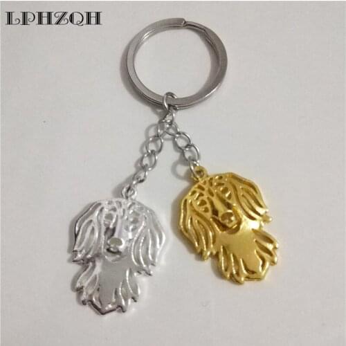 LPHZQH Fashion Cute Dachshund Dog Keychain Women Bag Pendant Accessory Charm Gift Trendy Car Key Ring Jewelry Gold Color