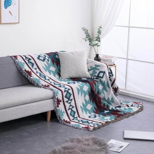 National Style Geometric Throw Blanket Sofa cover Towel Knitted Nap Blanket With Tassels Tablecloth Tapestry Home Bed Decoration