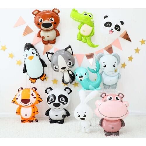 6pcs animal balloons jungle Forest ocean theme birthday party decorations for kids tiger Penguin elephant ballons baby shower