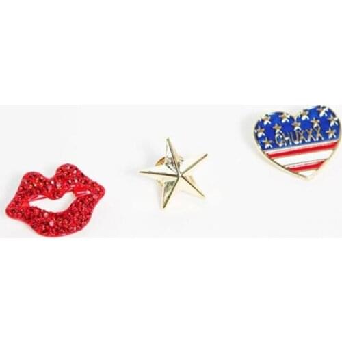 New Creative Cartoon Star Love Heart Flag Lips Brooch Pins Tops Pin Badge For Woman Girls Fashion Jewelry Accessories Gifts