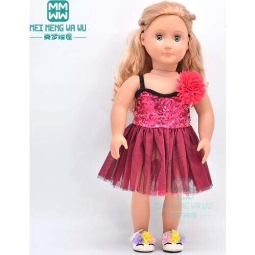 Clothes for doll fit 43cm baby new born dolls accessories and American doll fashion Sequined dress