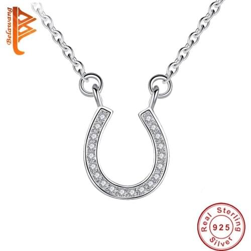 Wholesale 925 Sterling Silver Jewelry Unique Design Sparkling Rhinestone Letter U Crystal Pendant Necklace For Women Wedding