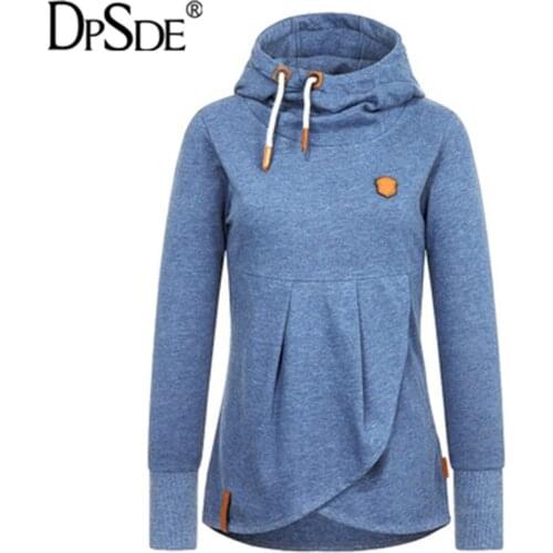 DPSDE Autumn Blue High Collar Casual Hoodie New 2020 Full Sleeve Loose Sports fleece Keep Warm Age Reducion Streetwear Hoodie