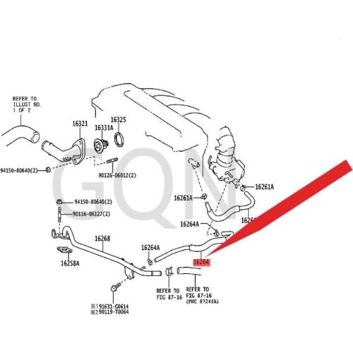 Water bypass hose 2003-Toy ota WIS HSC ION TCC AMR YHI GHL AND ER water pump bypass hose parking brake hose brake hose