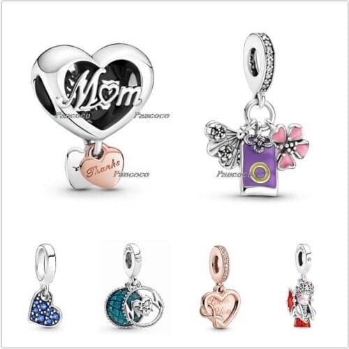 Authentic 925 Sterling Silver Glitter Globe Mum Dangle Charm Beads Fit Pandora Bracelet & Necklace Jewelry