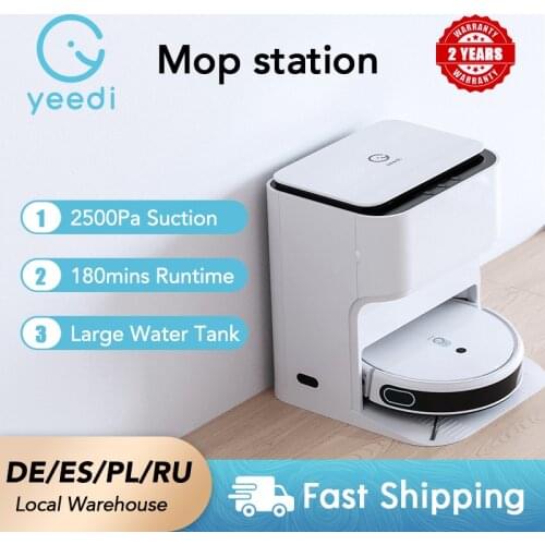 New yeedi mop station robot floor auto cleaning self-cleaning built-In mop washing machine carpet detection 2500Pa voice control