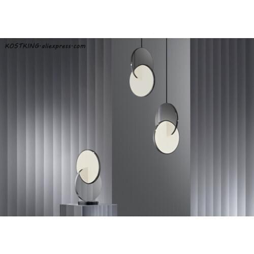 Simple design Cross shape LED Pendant Light Modern Bar Restaurant high glossy stainless steel Pendant Lamp