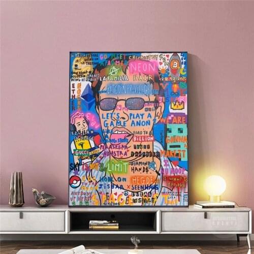 Street graffiti wall art canvas Albert Einstein posters and prints Living room home decoration painting (no frame)