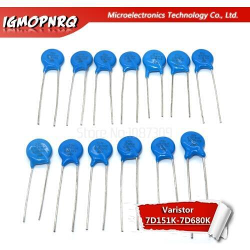 100PCS Varistor 7D151K 7D180K 7D181K 7D220K 7D270K 7D271K 7D330K 7D390K 7D391K 7D431K 7D470K 7D471K 7D680K piezoresistor