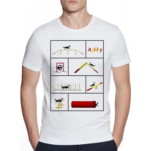 Funny pug dog Lover dachshund Agility Basset Border collie Agility all Print T-Shirt Men Fashion White Casual Hip Hop Dog Tees