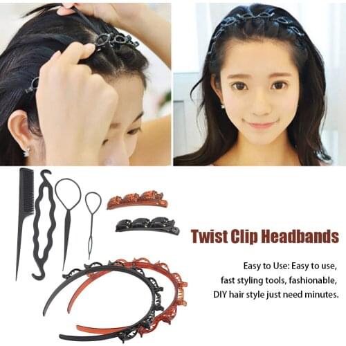 Women Hair Accessories Acrylic Birthday Gift Daily Head Buckle Styling Twist Clip Headband Set DIY Braid Tools Home With Toothed