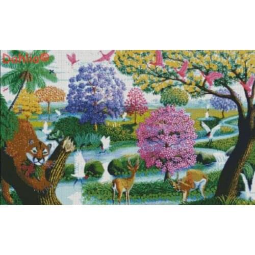 Animals wonderland, Jungle Arts Needlework for Embroidery DIY Cross Stitch Kits Crafts 14CT Unprinted Home Decor Handmade