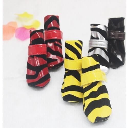 Winter Warm Pet Dog Shoes Warm Snow Boots Waterproof Fur 4Pcs/Set Small Dogs Cotton Anti-Slip For Chihuahua Pug Pets Acessorios