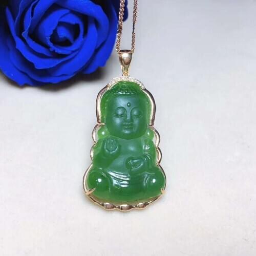 18k gold and Tianbi jade pendanth51
