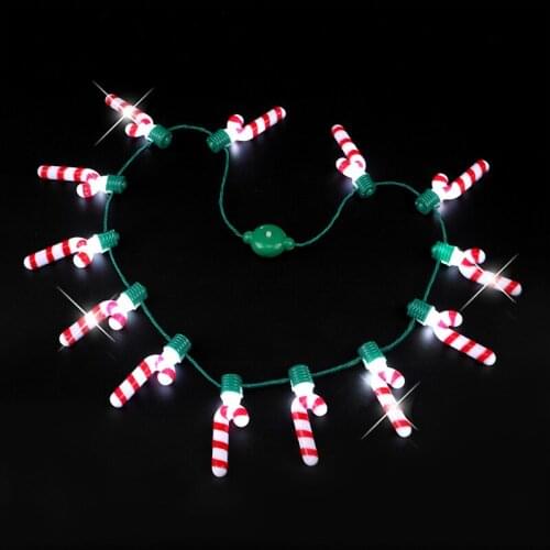 100Pcs LED Light Up Christmas Crutches Toys Necklace Party Favors For Kids