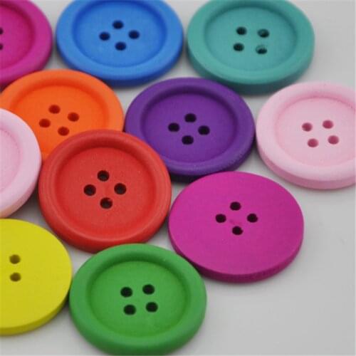 20pcs 25mm Colorful Round Wood Buttons 4Holes Sewing Crafts Accessories WB155