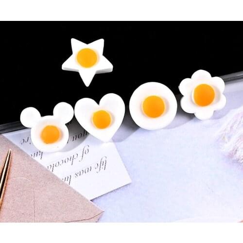 20Pcs Simulation Cute Cartoon Fire Egg Flatback Resin Cabochon Mini Fake Food Scrapbooking Craft DIY Jewelry Making Earrings