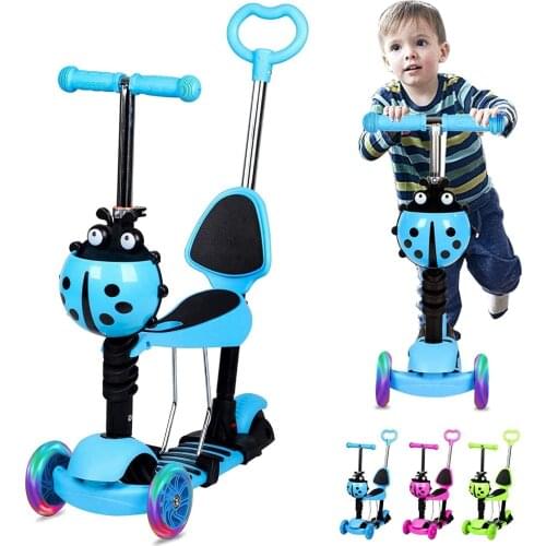 3 Wheel Kick Scooter For Kids 5 In 1 Adjustable Electric Scooter Kids Children With Flashing LED Wheels Kick Scooter Kids