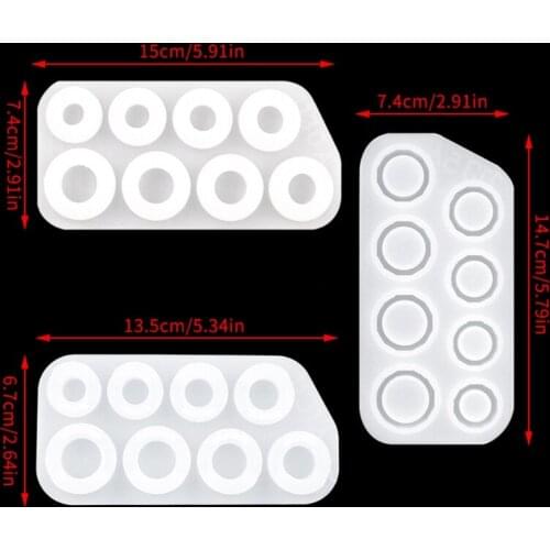 3Pcs/Set Section Rings Crystal Epoxy Resin Mold Earrings Pendant Silicone Mould U90F