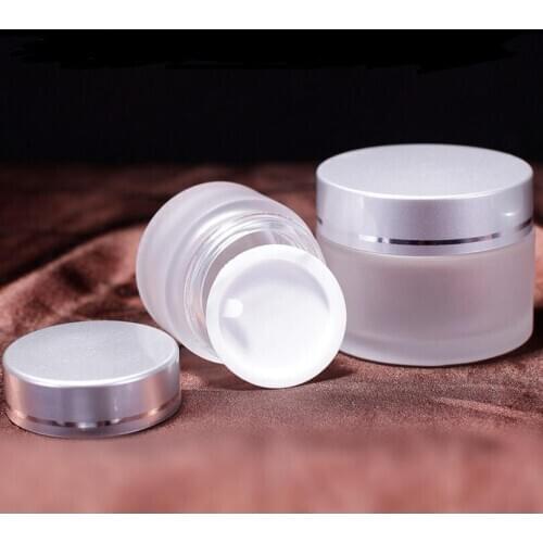500pcs 15g Empty Frosted Glass Jars With Silver Ring Cap, 15ml Frosted Skin Care Cream Jars