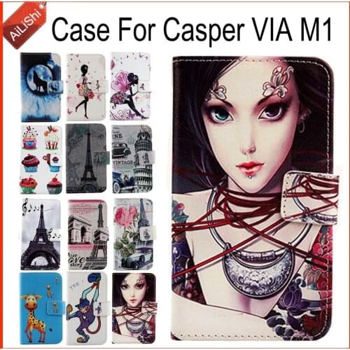AiLiShi Factory Direct! Case For Casper VIA M1 Luxury Flip Painted Leather Case Exclusive 100% Special Phone Cover Skin+Tracking