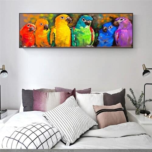 Watercolor Parrots Paintings On The Wall Modern Animals Pop Art Canvas Prints Colorful Parrots Wall Picture For Living Rom Decor