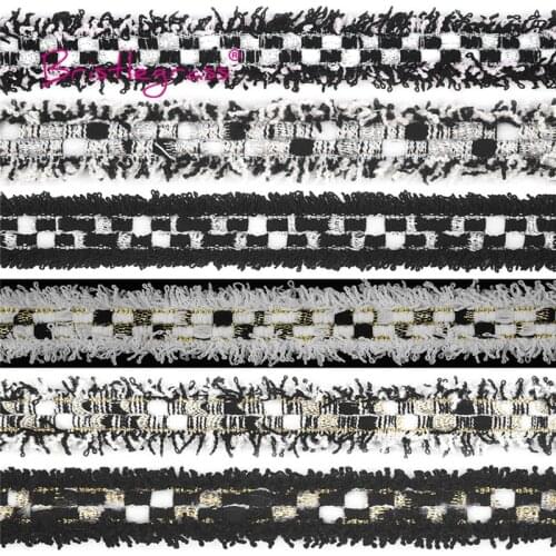 BRISTLEGRASS 1 Yard 3/4" 20mm Tweed Braided Crochet Lace Trims Macrame Tassel Chic Ribbon Hairclip Headband Costume Sewing Craft