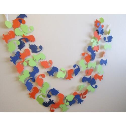 Dinosaur paper Garland - Dinosaurs, Dino Party, Primary Dino theme, Dino Birthdays, Birthday party, Party Banners, Orange, navy