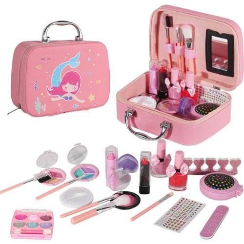 Kids Washable Makeup Girls Toys Pretend Play Toys Cosmetics Make Up Set Box for Kids Girl Christmas Birthday Gift Toys