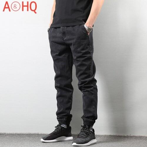 Japanese Style Joggers Jeans Pants Men Black Blue Streetwear hombre Pants Hip Hop Denim Jeans Men Slim Fit Cargo Pants Homme