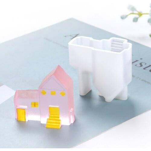 House Shape Decoration Mold Epoxy Glue Silicone Mold Table Soft Ceramic Plaster Ornament Pendant Home Decoration