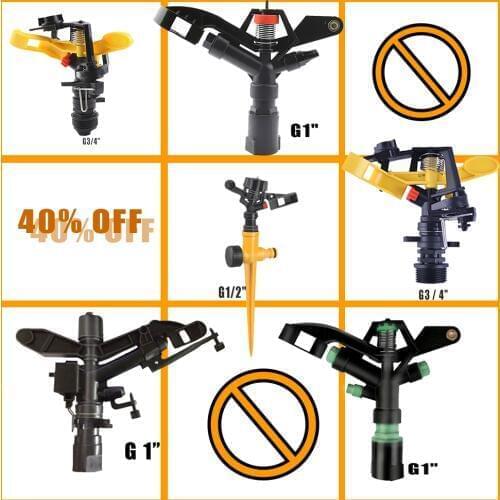 G1" Garden Irrigation Sprinkler 360 Degree Adjustable Plastic Spray Nozzle Garden Water Greening Rotatable Sprayer Garden Lawn