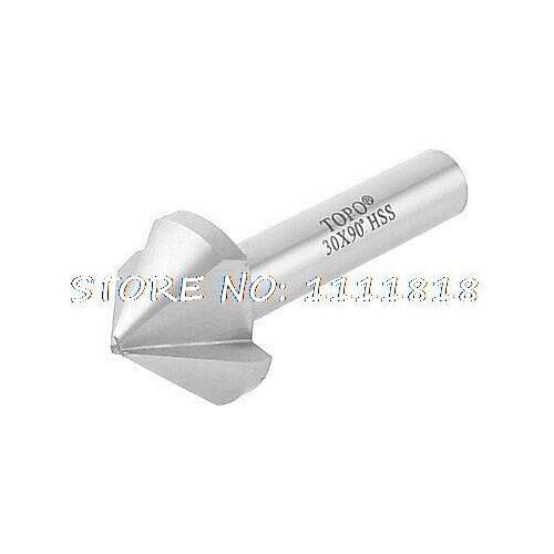 HSS Chamfer End Mill Cutter Dia 30mm 90 Degree 3 Flutes Countersink Bit