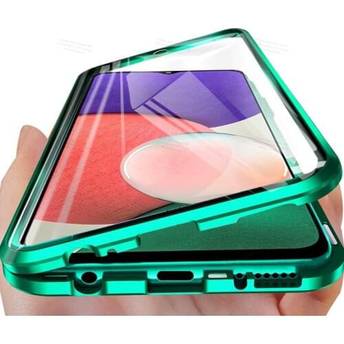 Magnetic Metal Case For Samsung Galaxy A22 4G 6.4inch Double Sided Glass Phone Case Cover for samsung samsun galax a 22 22a