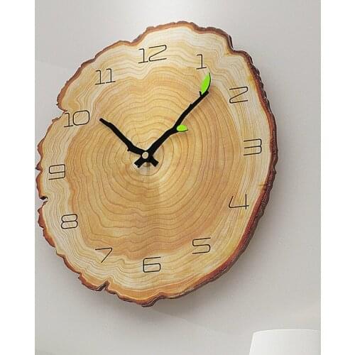 Nordic Creative Wall Clock Simple Wooden Silent Living Room Modern Design Quartz Wall Clock Zegar Scienny Home Decor DL60WC