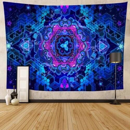 Aesthetic Tapestry Wall Hanging Thin Printed Wall Tapestry Radial Mandala Home Bedroom Decor Witchcraft 0.75*1/1.3*1.5/1.5*2m