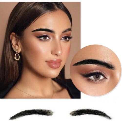 NEW 1pair Style Fake Eyebrows For Women Wave Style Eyebows Lace Human Hair Fake Eyebrows Artificial Weaving Eyebrow