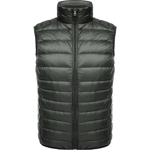 QUANBO 2019 New Autumn Winter Light Down Jacket Mens Fashion Standing Collar Short Down Vest Plus Size Slim Fit Sleeveless Coat