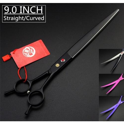 9" Premium Sharp Edge Dog Grooming Scissors Fur Clippers High Quality Professional Pet Scissors Straight Curved Shears with Case
