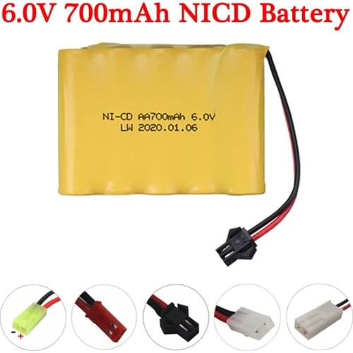 Upgrade 6v 700mah NiCD Battery For Rc Toys Cars model Tanks Trucks Robots Gun Boats AA Ni-CD 6v Rechargeable Battery spare parts