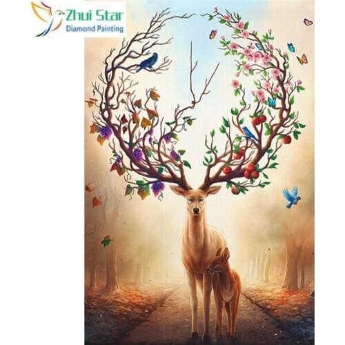 Full Square 5D DIY Diamond Painting "deer" Embroidery Cross Stitch Mosaic Home Decor Gif CJ4
