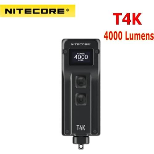 NITECORE T4K 4000 Lumens Portable Keychain Flashlight, 4 LEDs Super Bright Light, Built-in Battery Using USB-C Charging