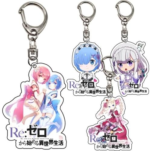 Re:Life In A Different World From Zero Emilia Rem Ram Beatrice Cosplay Acrylic Key Chain Pendant Keyring Prop