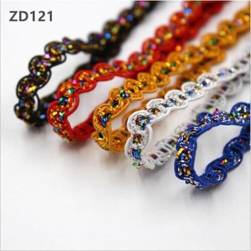 Width 0.8CM red black white blue yellow hand Sequin lace Colored curved lace DIY accessories crown headdress lace ZD121