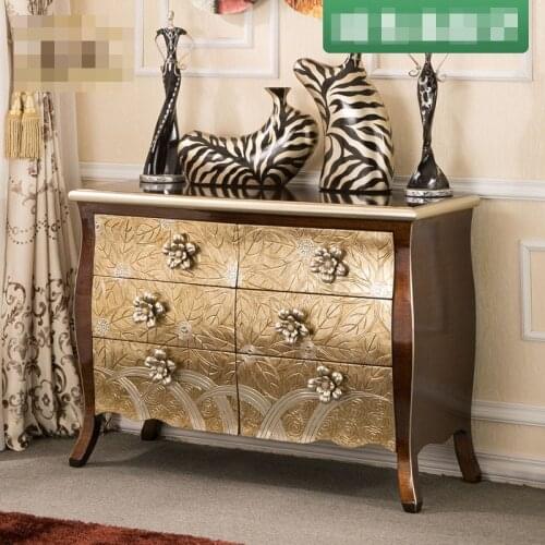 American Minimalist Six Drawer Cabinet Porch Cabinet Neo-classical Creative Big Flower Handle Storage Cabinet Factory Direct