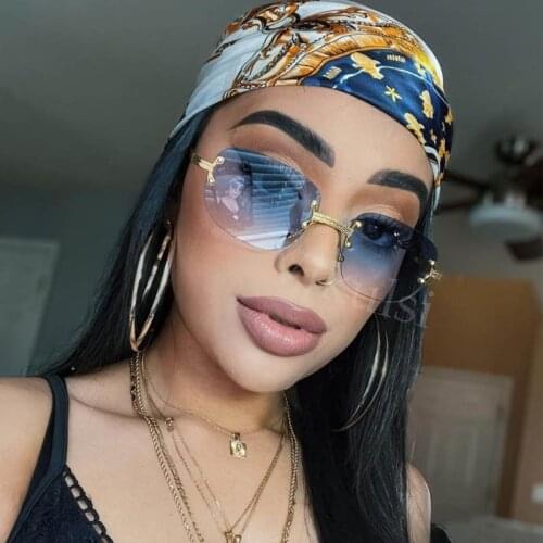 Rimless Sunglasses for Women Men Luxury Brand Oval Shades Sexy Vintage Square Sun Glasses Unisex zonnebril dame UV400