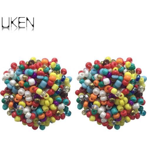 UKEN 17 Colors Fashion Women Unique Design Charm Jewelry Bohemia Earrings Gorgeous Resin Handmade Beads Accessories Earring