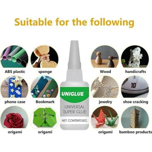 Uniglue Universal Super Glue Strong Plastic Glue For Resin Ceramic Metal Fast Adhesive Multi Purpose Epoxy Leather Textile