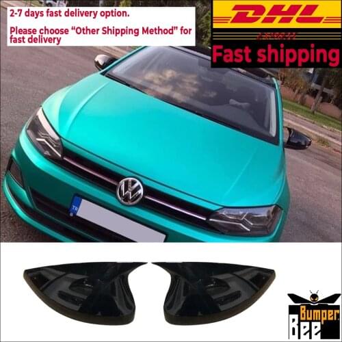 Mirror Cover for VW Polo MK6 2018 2019 2020 Accessory Bright Black BATMAN Case CAR