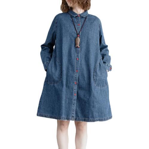 Women Jeans Jacket Spring Autumn New Plus size literary long Denim Jackets shirt Womens Loose Wild Casual Bomber Jackets F694